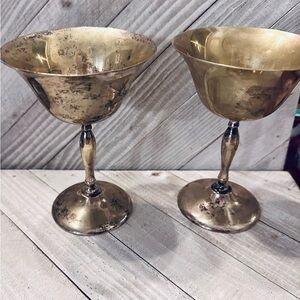 Leonard EPNS Silver‎ plated Goblet Vintage Glasses Cocktail Goblets Set of 2